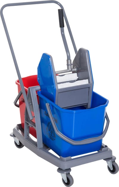 HOMCOM schoonmaakwagen met uitwringer en 4 wielen - Vloerwisser - Schoonmaaktrolley - Mopwagen - Blauw