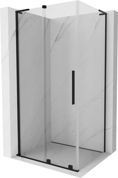 Mexen Velar L schuifbare douchecabine 90 x 70 , transparant, zwart - 871-090-070-03-70