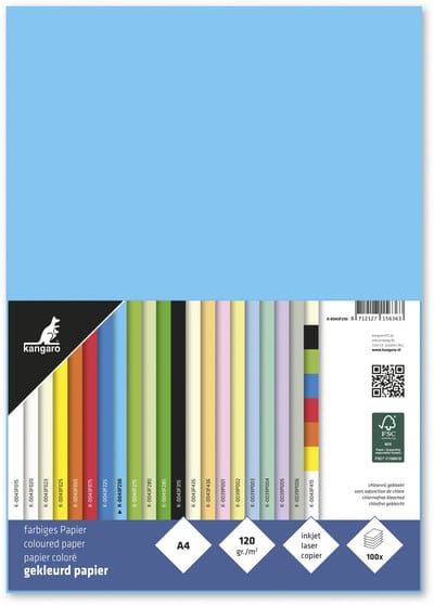 Kangaro papier - A4 - 120 grams - pak 100 vel - azuurblauw