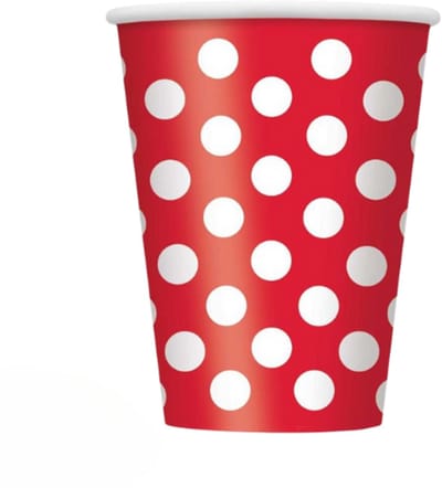 Wegwerpbekkers Karton - Polka Dots Rood - 8 stuks