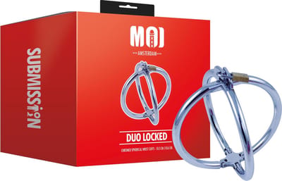 Moi - Duo Locked - Verchroomde bolvormige polsboeien - RVS - Zilver