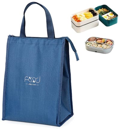 Dailygoods - Opvouwbare koeltas, geïsoleerde lunchtas, picknickkoeltas, opvouwbare picknickhandtas, drie lagen dikke stof, voor het dragen van lunch op het werk, school, picknick, marineblauw