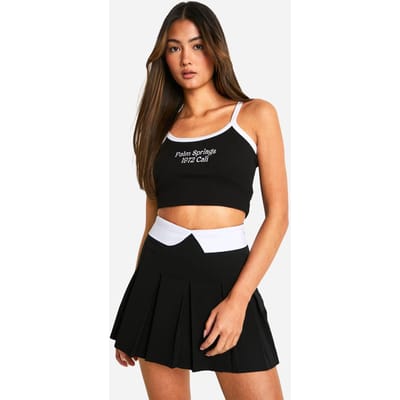 boohoo Dames Skort met contrasterende tailleband | Zwart | Maat: 34