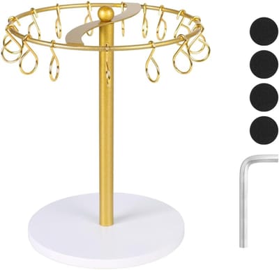 VHV-Haaraccessoires organizer - Haarklem houder - Haarklem organizer - Sieraadhouder - Metaal - Met 16 haken - Voor haarelastiekjes en clips - Slaapkamer decoratie - Goud