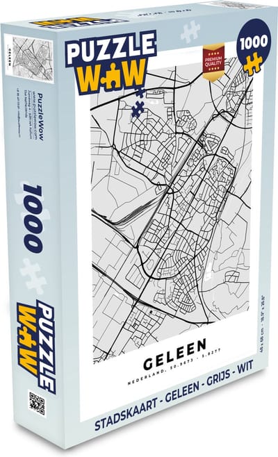 Puzzel Stadskaart - Geleen - Grijs - Wit - Legpuzzel - Puzzel 1000 stukjes volwassenen - Plattegrond