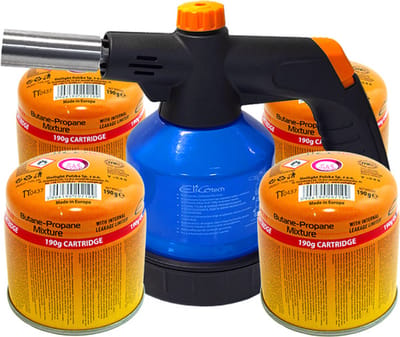 SMH LINE® Soldeerbrander - Dakbranders - Gasbrander - Piezo Ontsteking - Incl. 4x 190g Gaspatroon