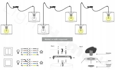 Light-Home WERONA – Hanglamp – 2-lichts – Zwart/Goud – Metalen Constructie – Verstelbare Hoogte