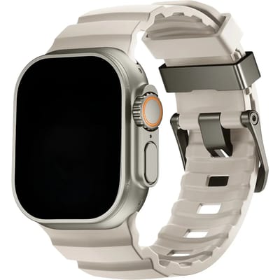 123watches Ranger bandje - siliconen - sterrenlicht - 44 · 45 · 46 & 49 mm - Geschikt voor Apple Watch series 1/2/3/4/5/6/7/8/9/10/11/12/SE/SE2/SE3/Ultra/Ultra 2/Ultra 3/Ultra 4