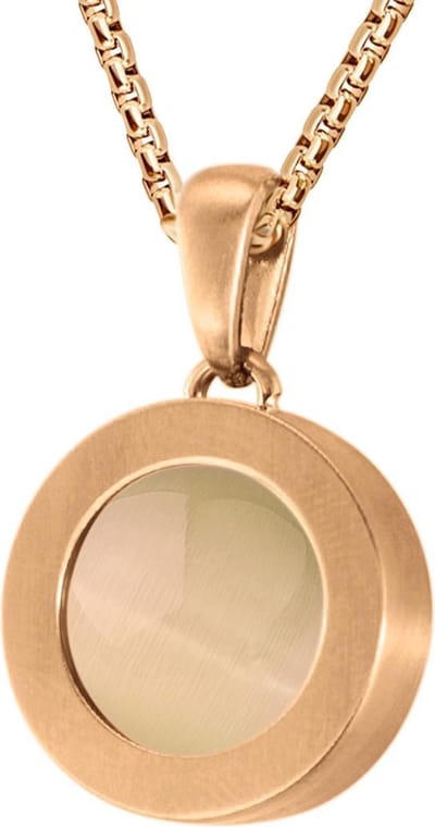 Quiges 12mm Mini Munt Hanger Rosékleurig RVS Mat met Cat's Eye Perzikkleur Munt en Box Ketting Ankerketting 42-46cm