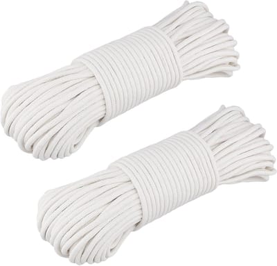 Katoenen Waslijn Touw 6mm - 2 Rollen van 50m voor DIY, Kunst en Tuin Decoratie