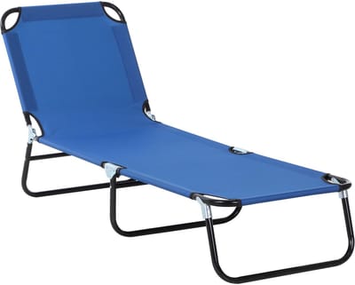 Killogood Ligstoel - 5-voudig verstelbare rugleuning - snel drogend - metalen frame - 190 x 56 x 28 cm - blauw