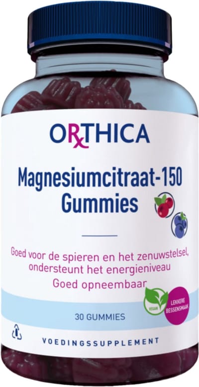Orthica Magnesiumcitraat-150 Gummies - makkelijk in te nemen - 30 gummies