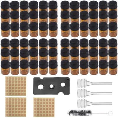 Dailygoods- Glasflesjes 100 Stuks - Mini Bruine Flessen 1Ml - Voor