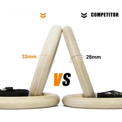 1 paar Procircle houten 32 mm gymnastiekringen met verstelbare lange gespenbanden Training voor volwassenen en kinderen Thuisgymnastiek Fitness beige