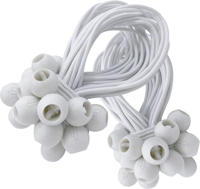 50x Elastiek met Bal Wit - Spanbanden voor Zeil, Banner, Trailer, Tent en Trampoline - Universele Spanners