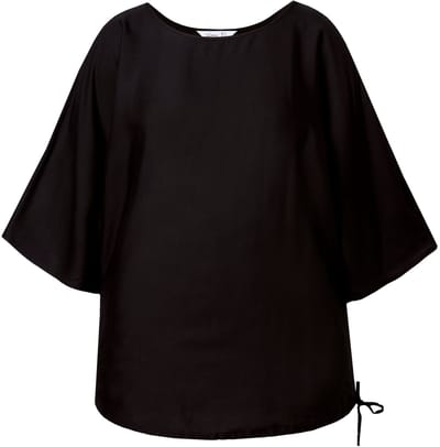 MIAMODA - Dames - Overhemdblouse satijn zoom met trekkoord - Zwart - Maat 46