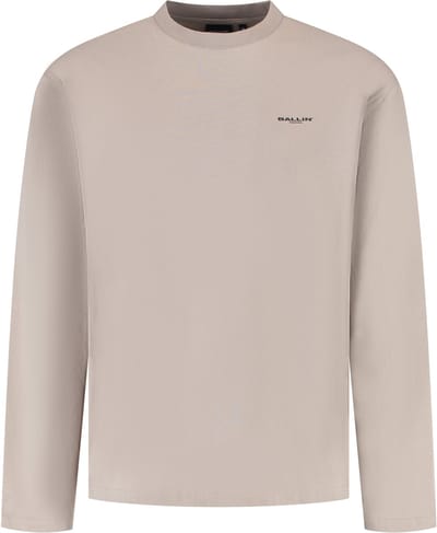 Ballin Amsterdam - Heren Boxy fit T-shirts Crewneck LS - Taupe - Maat L
