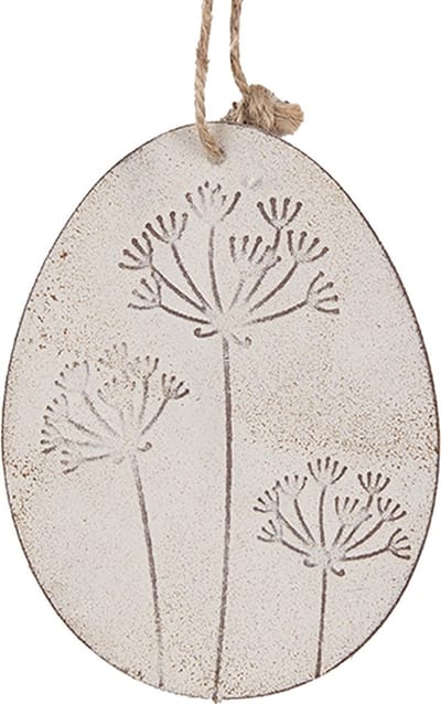 Clayre & Eef Paashanger Ei 10 cm Wit Metaal