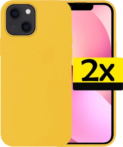 Hoesje - 2 Stuks - Geschikt voor Apple iPhone 14 - Sterk & Shockproof - Case Siliconen - Back Cover - Telefoon Hoes - Telefoonhoesjes - Geel