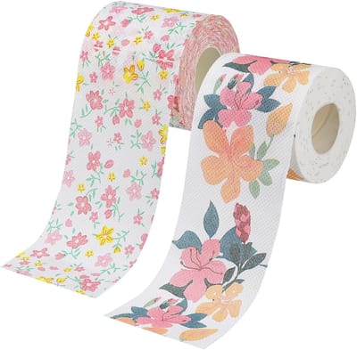 Gekleurd Toiletpapier - Papierrollen - Feestelijke Decoratie - Bloemenpatroon - 10.5 cm - Gekleurd