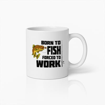 Vismok 330ml – “Born to Fish, Forced to Work” – Perfect Cadeau voor Vissers, Hengelaars & Outdoor Liefhebbers