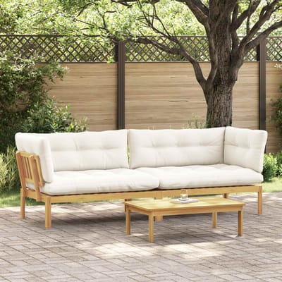 vidaXL - Tuinpallet - Sofa - Eenheden - 2 - Stuk - Lichtbruin - en - Crème - Wit