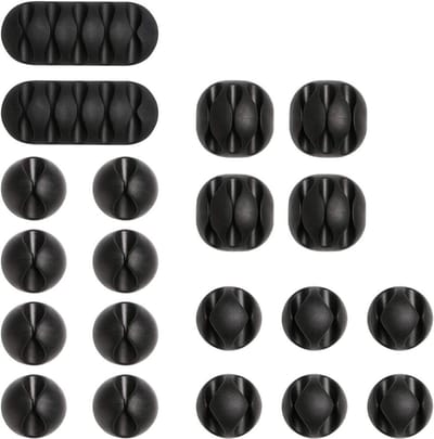 Multifunctionele Kabelclips voor Bureau, Houder voor Stroomkabels, USB Oplaadkabels en Audiokabels, Zwart, Verpakking van 20 Stuks