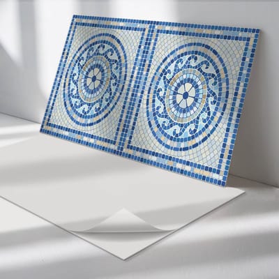 Wallfluent Vinyl Wandpaneel - Sky Shades Mozaïek Wandpaneel PVC - 100 cm x 50 cm - Blauw Vinyl Wandpaneel - Set van 1 - Rechthoekig Wandbekleding Vinyl - Texturen Wandpaneel - Zelfklevend Wandpaneel - Wandpaneel Keuken en Badkamer