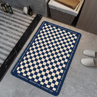 Ins Wind Damier Tapis Absorbant de Salle de Bain Tapis de Pied Antidérapant Résistant à l'Usure pour Porte de Salle de Bain Tapis de Diatomée pour Salle de Bain 50 * 80cm