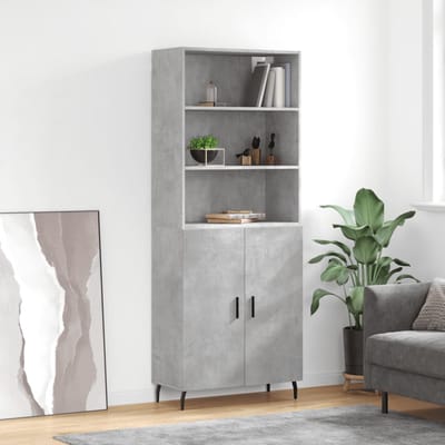 vidaXL - Hoge - kast - 69,5x34x180 - cm - bewerkt - hout - betongrijs
