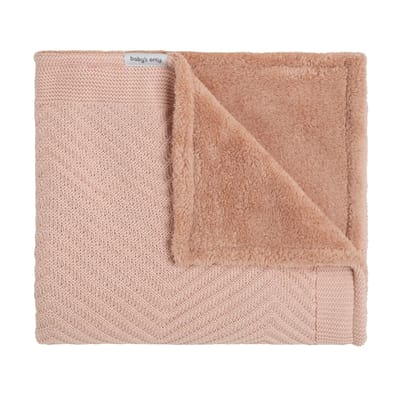 Baby's Only Ledikantdeken Grace teddy - Baby deken gemaakt uit katoen en acryl - Visgraatmotief - Herfst en winter deken - 2.4 TOG - 100 x 135 cm - Blush