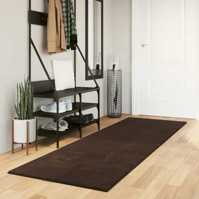 vidaXL - Middelpolig - zacht - en - wasbaar - tapijt - HUARTE - Bruin - 250 - x - 80 - cm