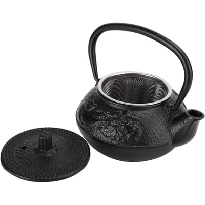 Theepot IJzeren Ketel 0.3L met Filter Huisdecoratie Ambachten Verzamelobjecten Verfijnd Elegant black