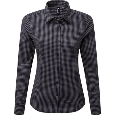 Premier Dames/dames Maxton Check Shirt met lange mouwen (Staal/Zwart)
