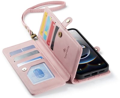CaseMania Bookcase hoesje geschikt voor iPhone 17 Pro Max - Effen Roze - Kunstleer - XXL Bergruimte - Portemonnee met 10 Vakjes voor Pasjes