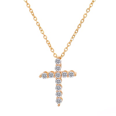 Ketting met Kruis & Kristalletjes Goudkleurig - Geloof Hanger - Faith - Pax Amare