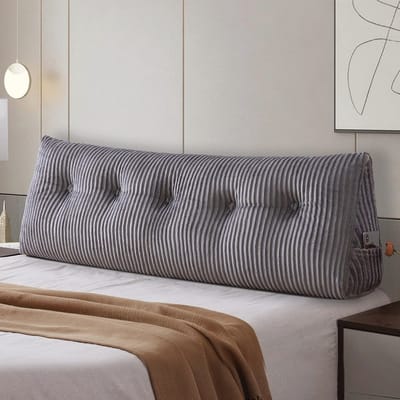 Comfortabel Rugkussen en Lendenkussen - Gewatteerd Steunkussen voor Bank en Bed (Groot: 59x8x20 Inches, Grijs)
