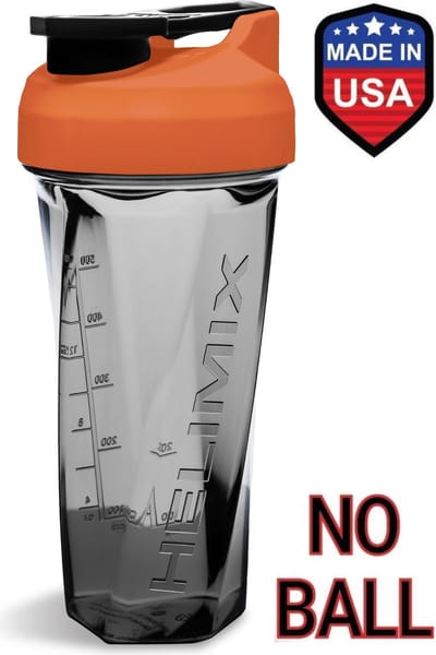 Helimix 2.0 Shake Beker - Kleur WK Oranje - Geen blending bal of garde nodig - Beste draagbare pre-workout wei-eiwit fitness beker - Mixt Cocktails, Smoothies en Shakes - Bidon is vaatwasserbestendig