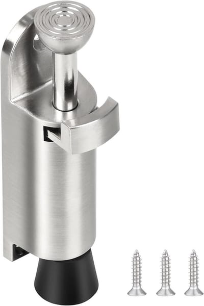 Deurstopper met Kickdown Mechanisme voor Binnengebruik - 10.5cm Zilveren Deurstopper van Zinklegering met Rubber Tip