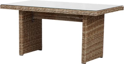 Gram tuintafel 142 x 76 cm, met glasplaat, naturel.