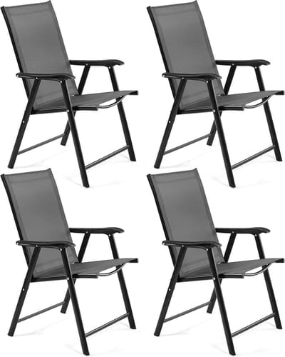 Opvouwbare Tuinstoelen Set van 2 - Comfortabele Klapstoelen voor Tuin, Balkon en Terras - Ademend Texteline Weefsel - Lichtgewicht en Weerbestendig - Inklapbare Terrasstoelen, Campingstoelen, Outdoor Stoelen