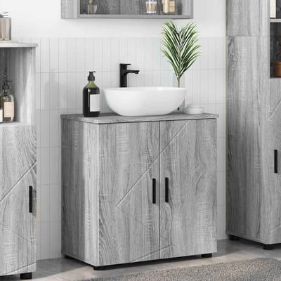 vidaXL - Badkamerkast - Grijs - Sonoma - 61 - x - 35 - x - 64 - cm - Bewerkt - hout, - Metaal