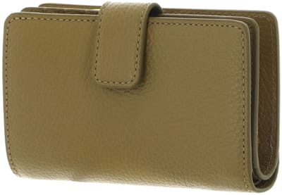 COCCINELLE Leren portemonnee Metallic Soft Mini Wallet Grained Leather Seagrass kaki