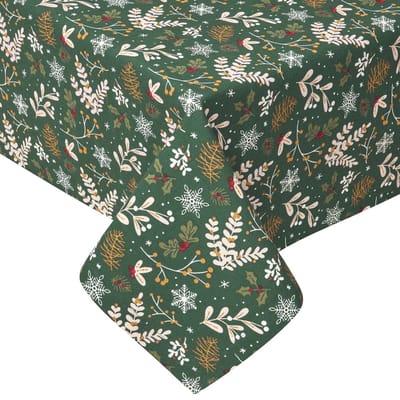 Homescapes Festive Forest 100% Katoen Rond Groen Kersttafelkleed 178cm