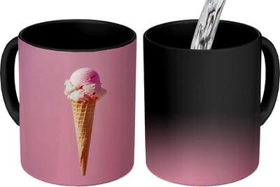 Magische Mok - Foto op Warmte Mokken - Koffiemok - Hoorntje - Schepijs - Roze - Magic Mok - Beker - 350 ML - Theemok