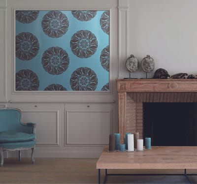 Dutch Wallcoverings Vliesbehang dessinflock - Bruin/blauw