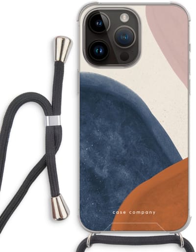 Case Company® - Hoesje met koord geschikt voor iPhone 14 Pro Max hoesje met Koord - Geo #1 - Telefoonhoesje met Zwart Koord - Bescherming aan alle Kanten en Over de Schermrand