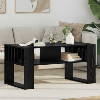 vidaXL - Salontafel - Zwart - Eiken - 92 - x - 49,5 - x - 45 - cm - Bewerkt - hout