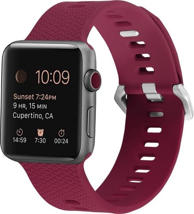 By Qubix - Geschikt voor Apple Watch bandje - Siliconen bandje met motief - Rose Red - Geschikt voor Apple Watch 38mm / 40mm / 41mm / 42mm - Smartwatch bandje
