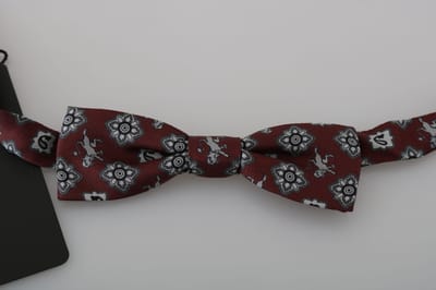 Dolce & Gabbana Herens Bordeaux Marron Leeuw Zijde Verstelbare Hals Strik